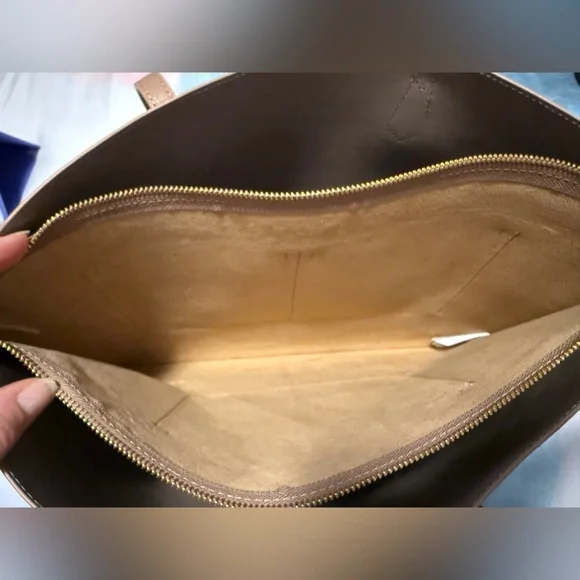 NWOT Quince Italian Leather Triple Compartment Shopper Tote In Cappuccino - Picture 3 of 9